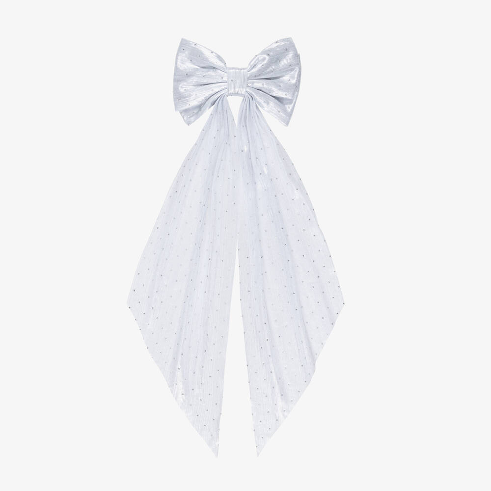NAME IT-Girls Silver Diamantés Bow Hair Clip (15cm) | Childrensalon