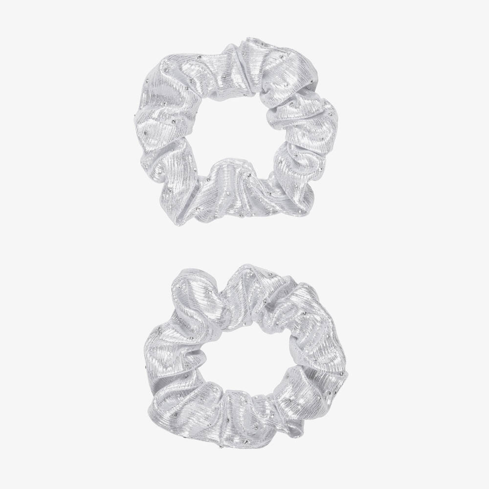 NAME IT-Girls Silver Diamantés Hair Scrunchies (2 Pack) | Childrensalon