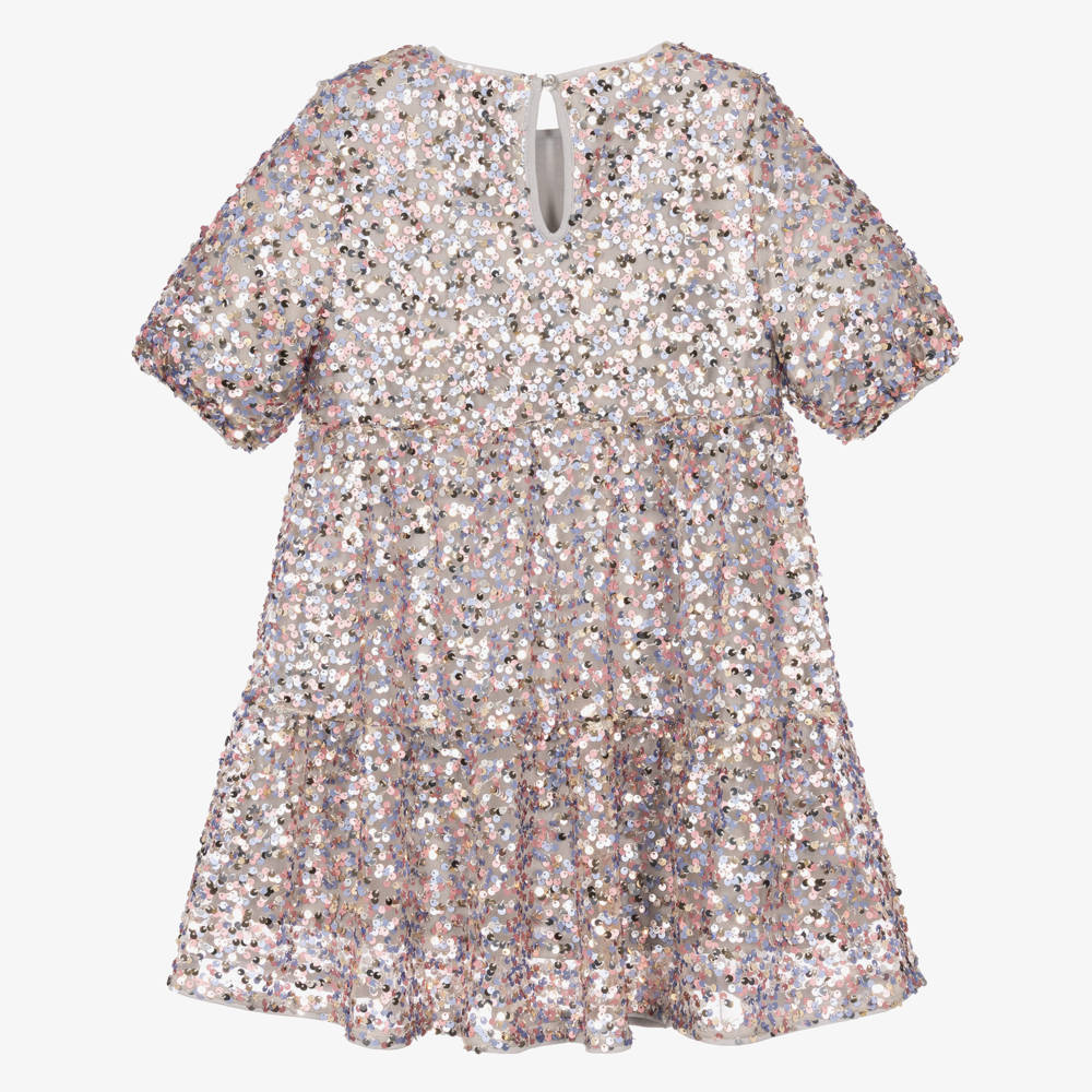NAME IT-Girls Silver Sequinned Tulle Dress | Childrensalon