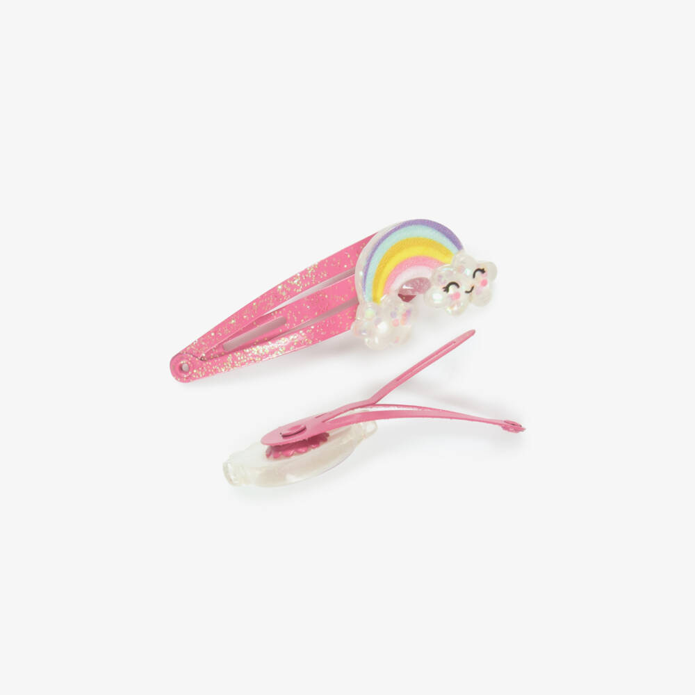 NAME IT-Girls Sparkly Pink Rainbow Hair Clips (2 Pack) | Childrensalon