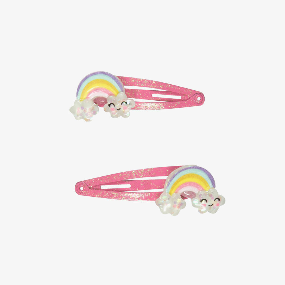 NAME IT-Girls Sparkly Pink Rainbow Hair Clips (2 Pack) | Childrensalon