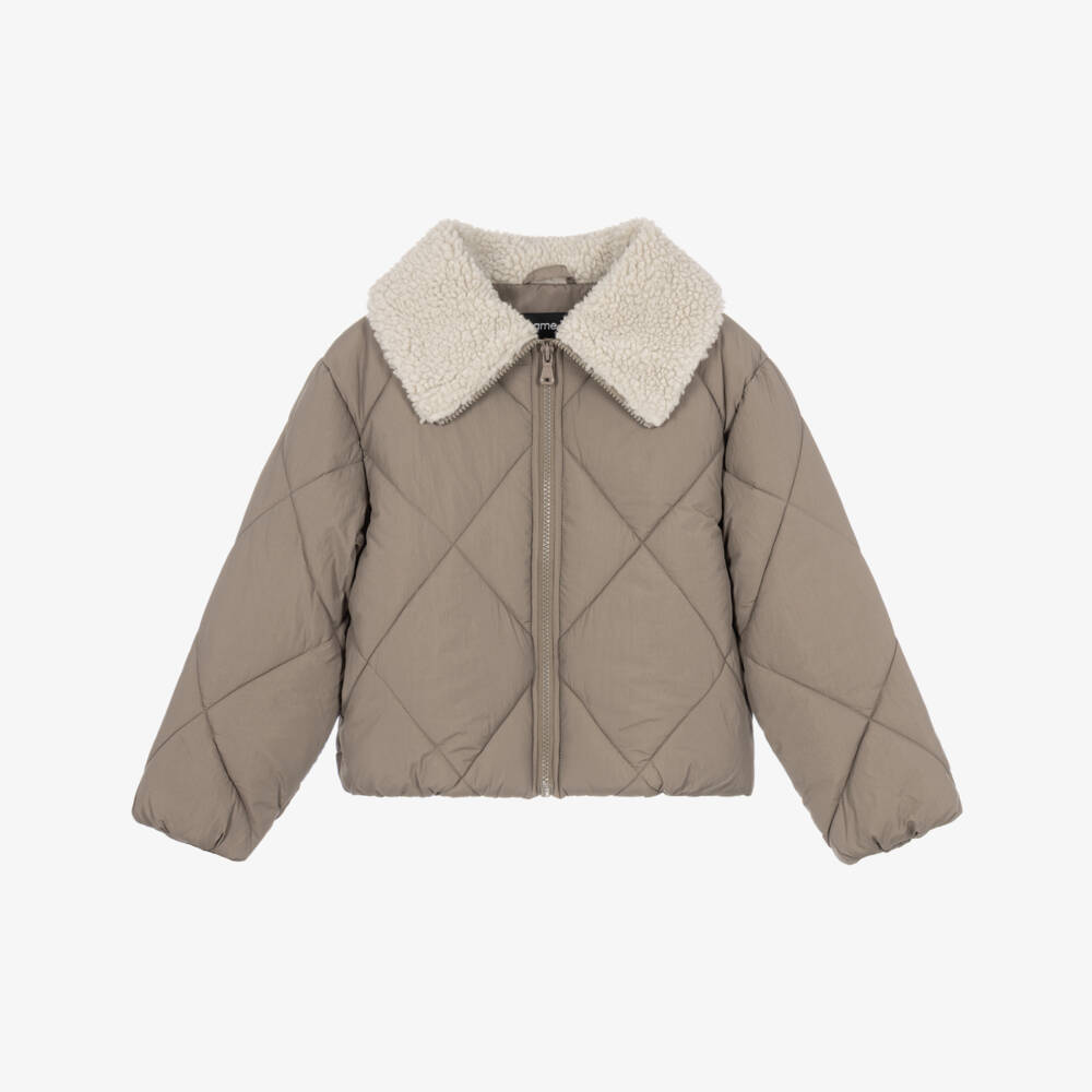 NAME IT-Girls Taupe Brown Quilted Puffer Jacket  | Childrensalon