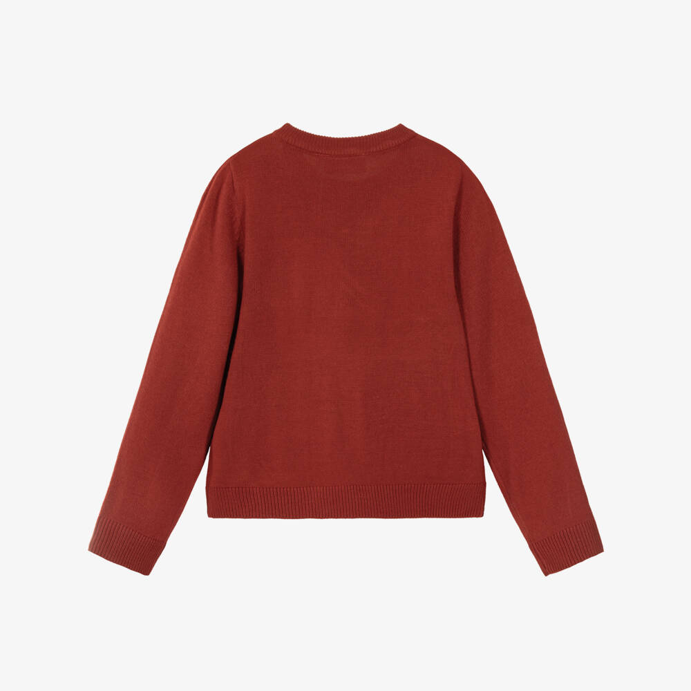 NAME IT-Girls Terracotta Red Sweater With Pink Bows | Childrensalon