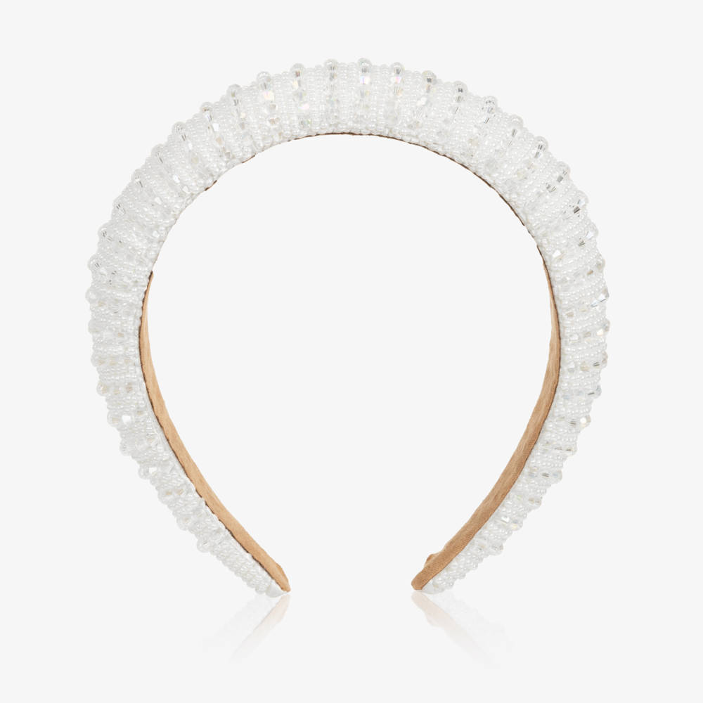 NAME IT-Girls White Beaded Hairband | Childrensalon