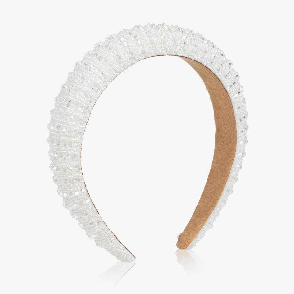 NAME IT-Girls White Beaded Hairband | Childrensalon