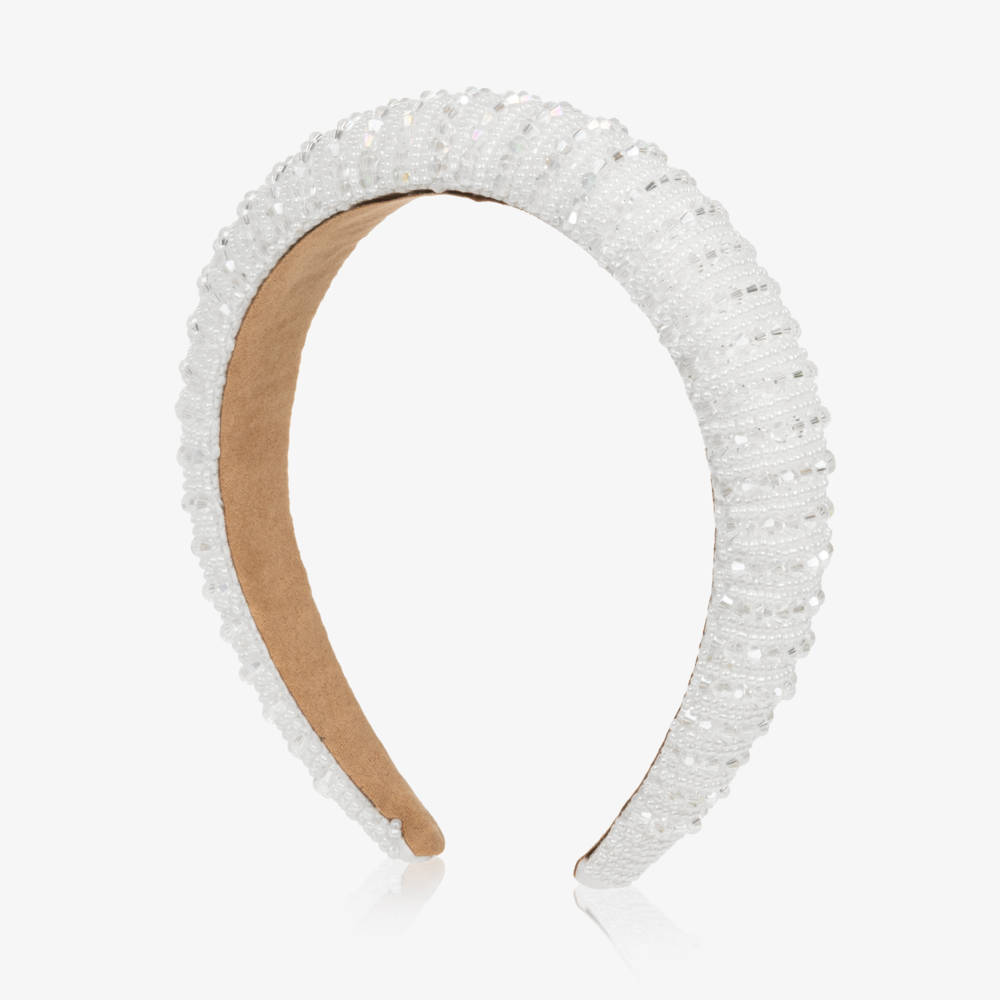 NAME IT-Girls White Beaded Hairband | Childrensalon