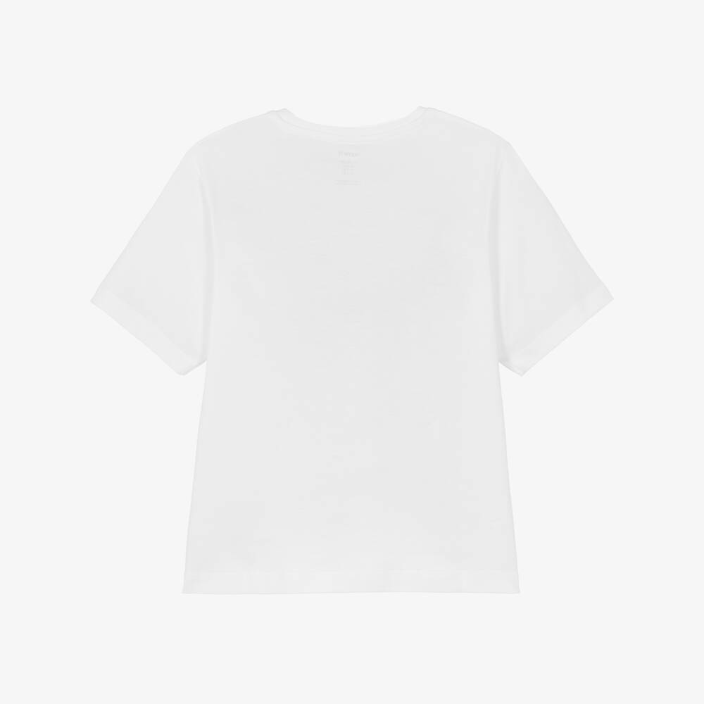 NAME IT-Girls White Cotton T-Shirt with Diamanté Cherries | Childrensalon