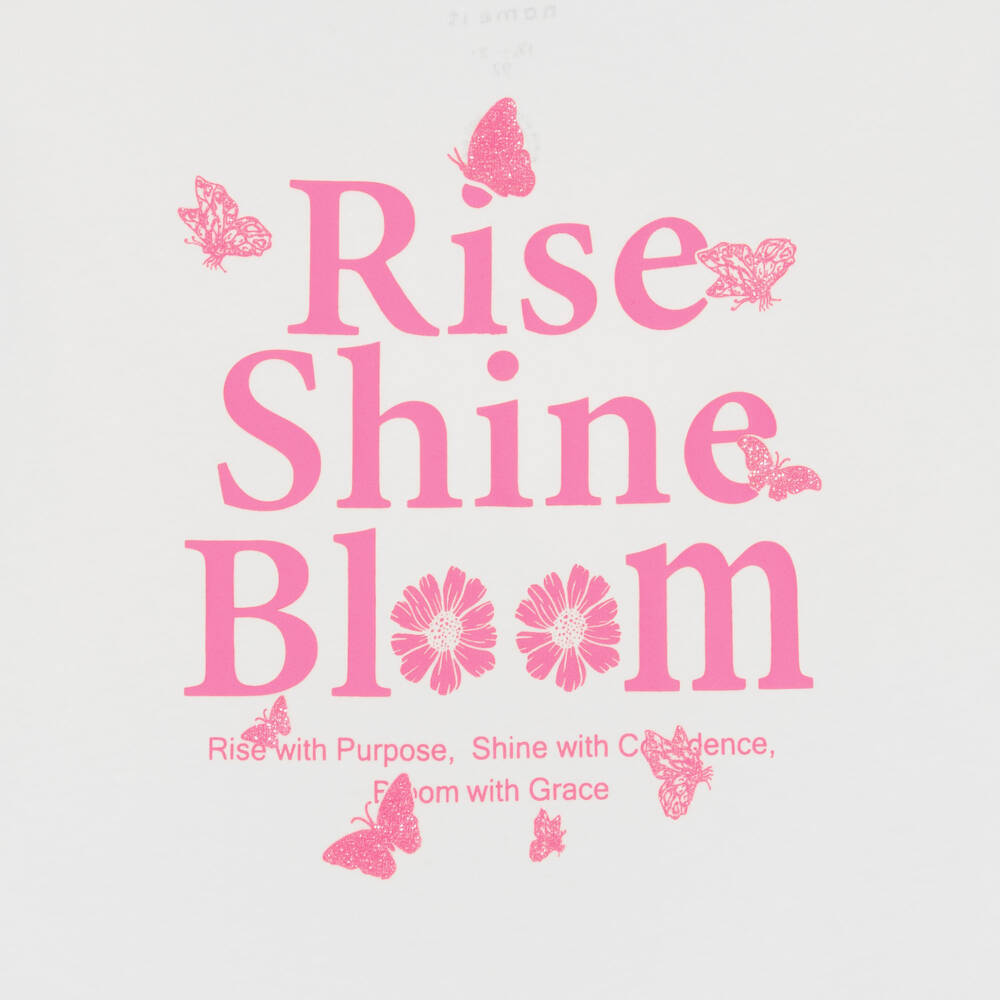 NAME IT-Girls White Organic Cotton T-Shirt with Pink Butterflies | Childrensalon