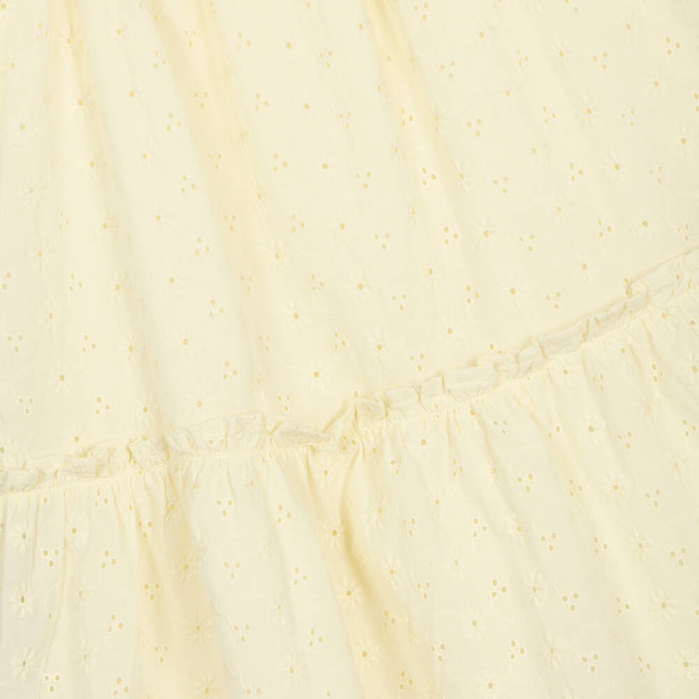 NAME IT-Girls Yellow Cotton Broderie Anglaise Dress | Childrensalon