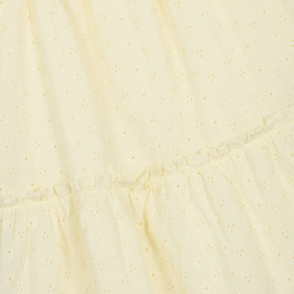 NAME IT-Girls Yellow Cotton Broderie Anglaise Dress | Childrensalon