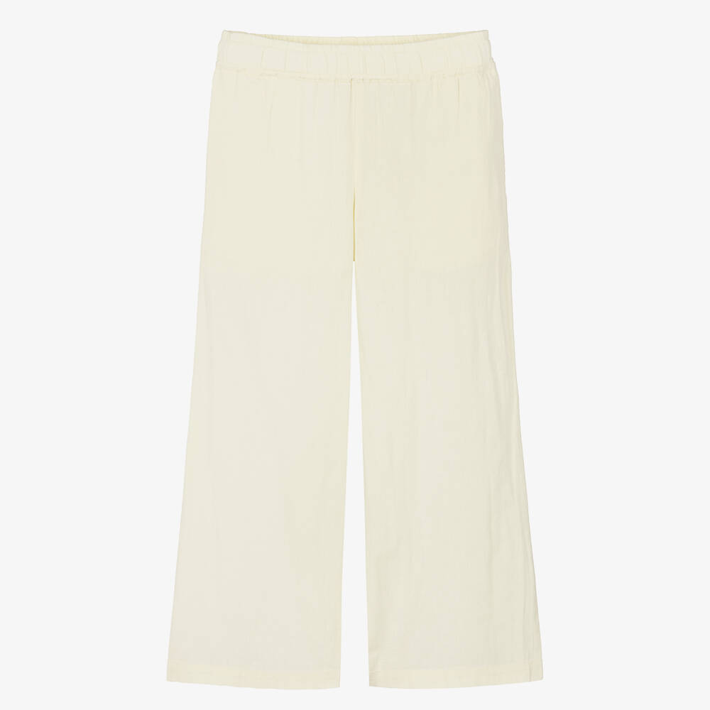 NAME IT-Girls Yellow Cotton & Linen Trousers | Childrensalon
