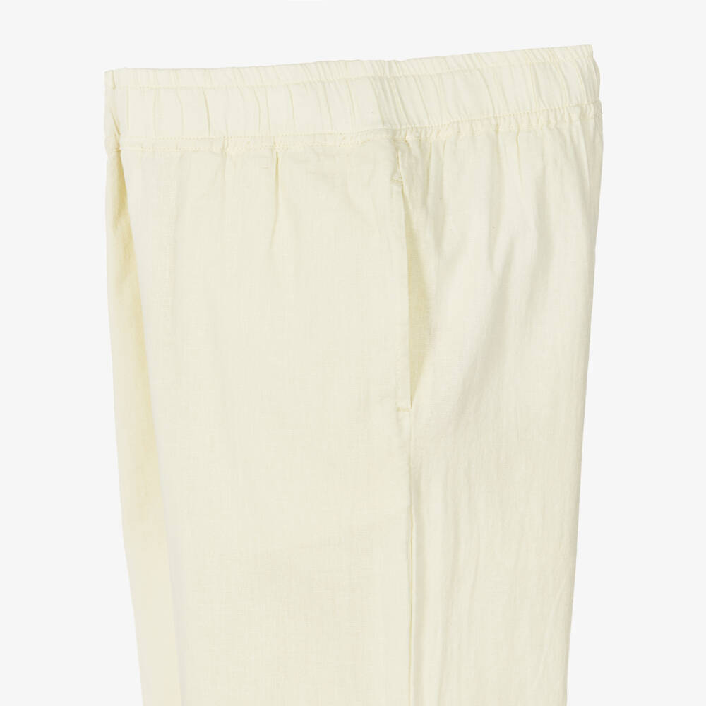 NAME IT-Girls Yellow Cotton & Linen Trousers | Childrensalon