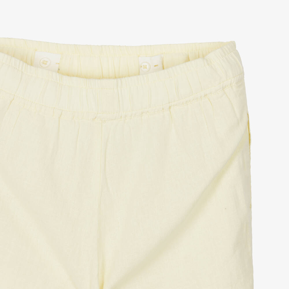 NAME IT-Girls Yellow Cotton & Linen Trousers | Childrensalon