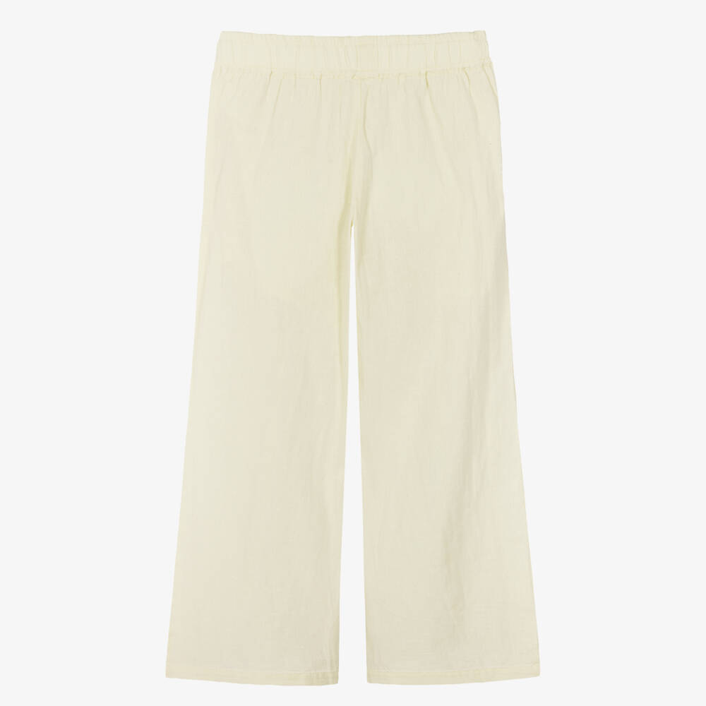 NAME IT-Girls Yellow Cotton & Linen Trousers | Childrensalon