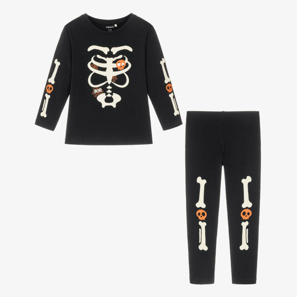 NAME IT-Glow in the Dark Black Skeleton Costume | Childrensalon