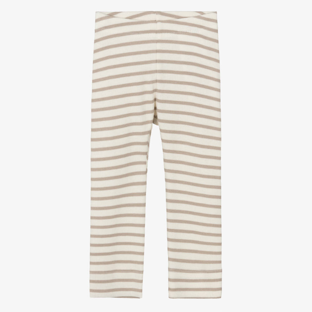 NAME IT-Ivory & Beige Striped Baby Leggings | Childrensalon