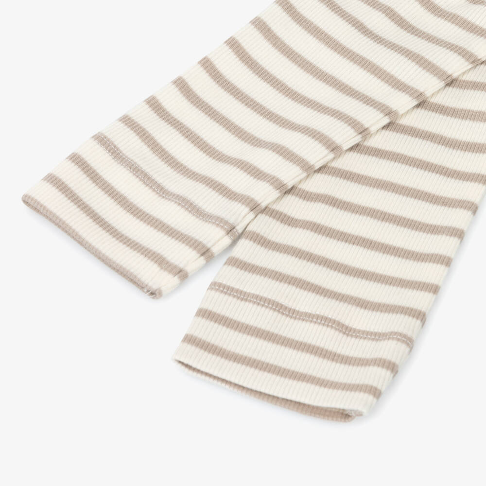 NAME IT-Ivory & Beige Striped Baby Leggings | Childrensalon