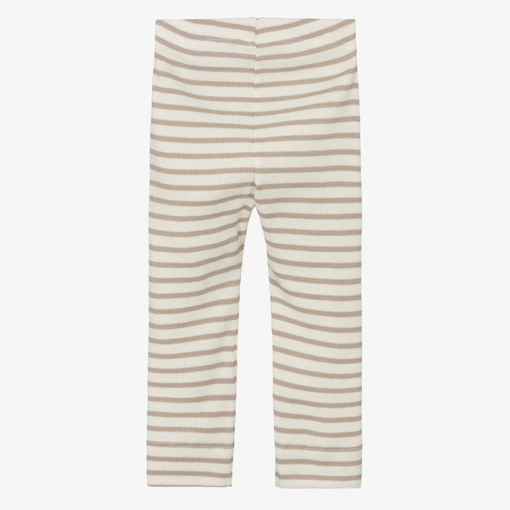 NAME IT-Ivory & Beige Striped Baby Leggings | Childrensalon