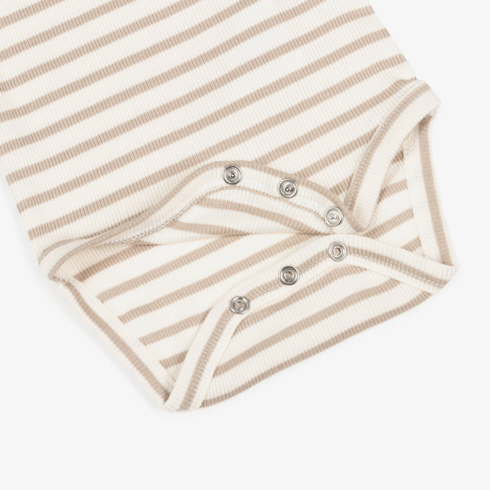 NAME IT-Ivory & Beige Striped Bodysuit | Childrensalon