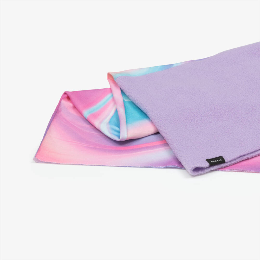 NAME IT-Lilac Fleece & Pink Jersey Multipurpose Snood | Childrensalon