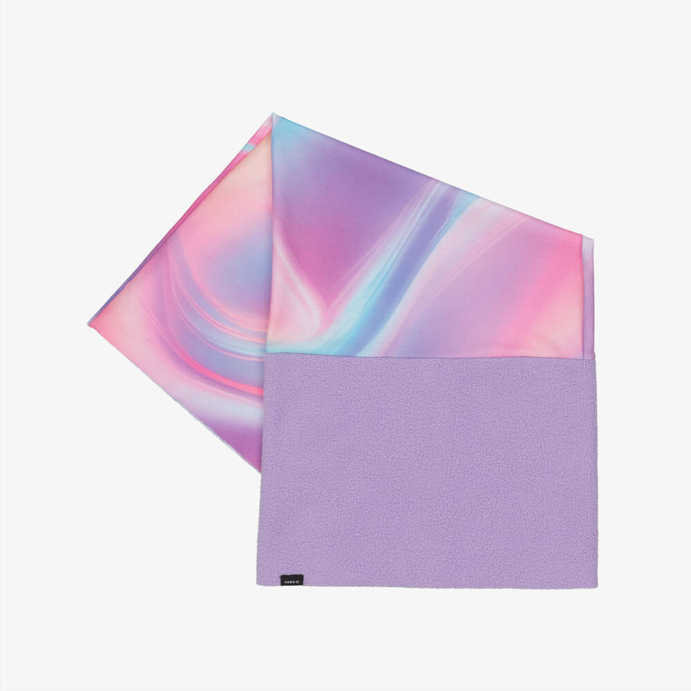 NAME IT-Lilac Fleece & Pink Jersey Multipurpose Snood | Childrensalon
