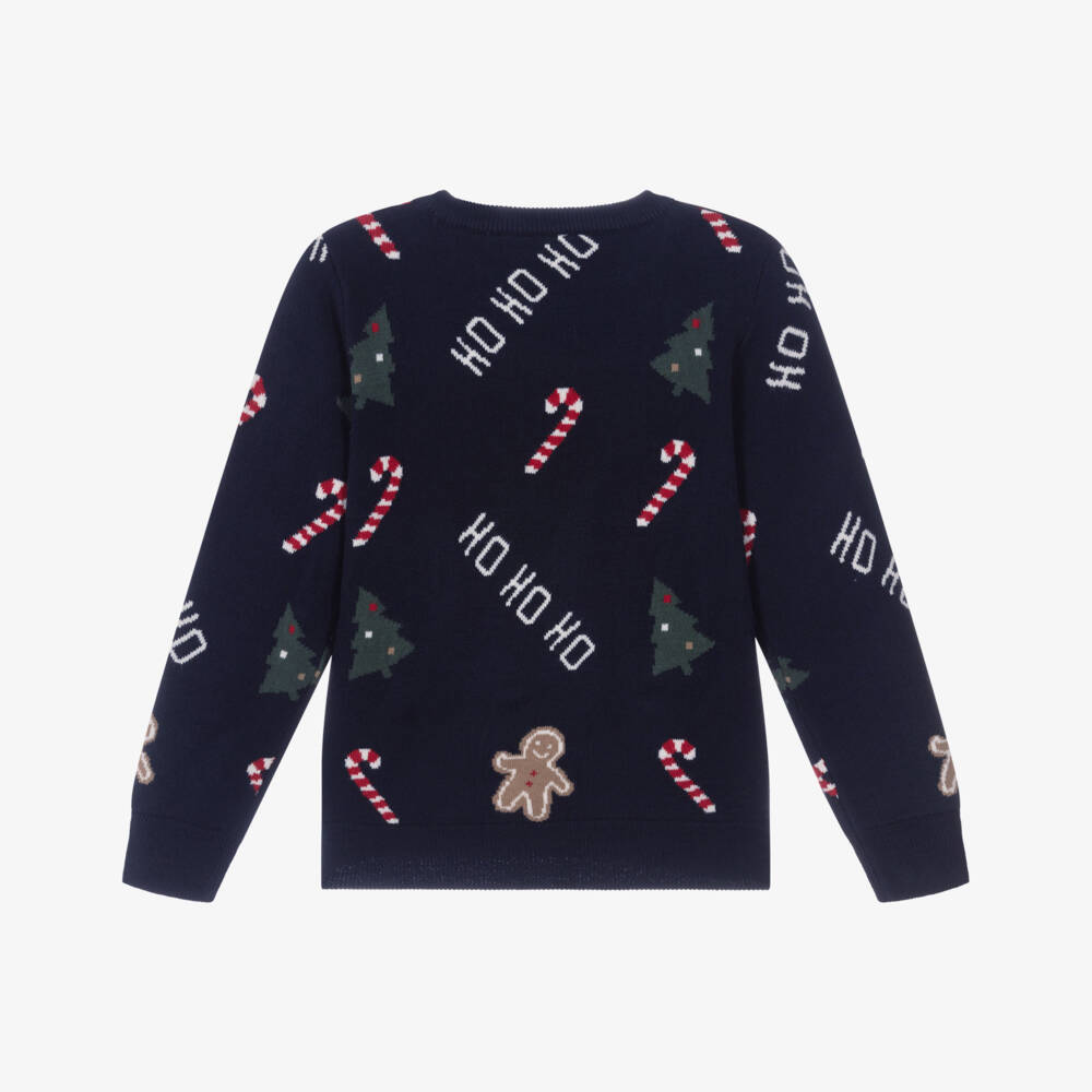 NAME IT-Navy Blue Festive Ho Ho Ho Sweater | Childrensalon
