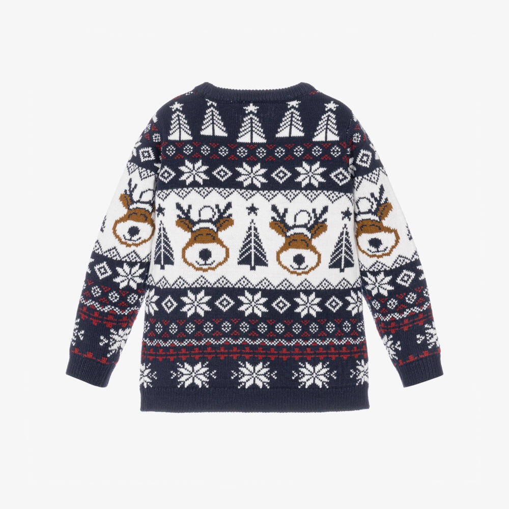 NAME IT-Navy Blue & White Christmas Fair Isle Sweater | Childrensalon