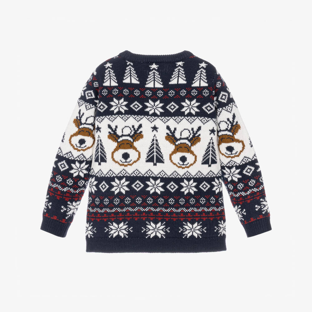 NAME IT-Navy Blue & White Christmas Fair Isle Sweater | Childrensalon