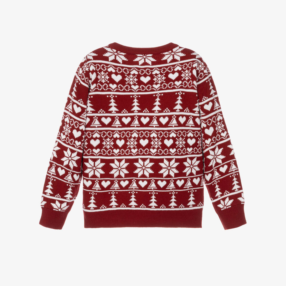 NAME IT-Older Girls Red & White Christmas Fair Isle Sweater | Childrensalon
