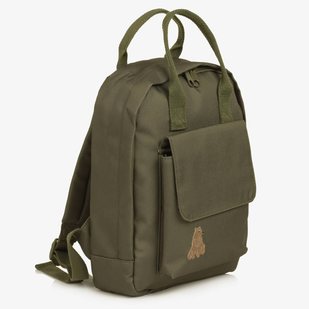 NAME IT-Olive Green Bear Mini Backpack (28cm) | Childrensalon