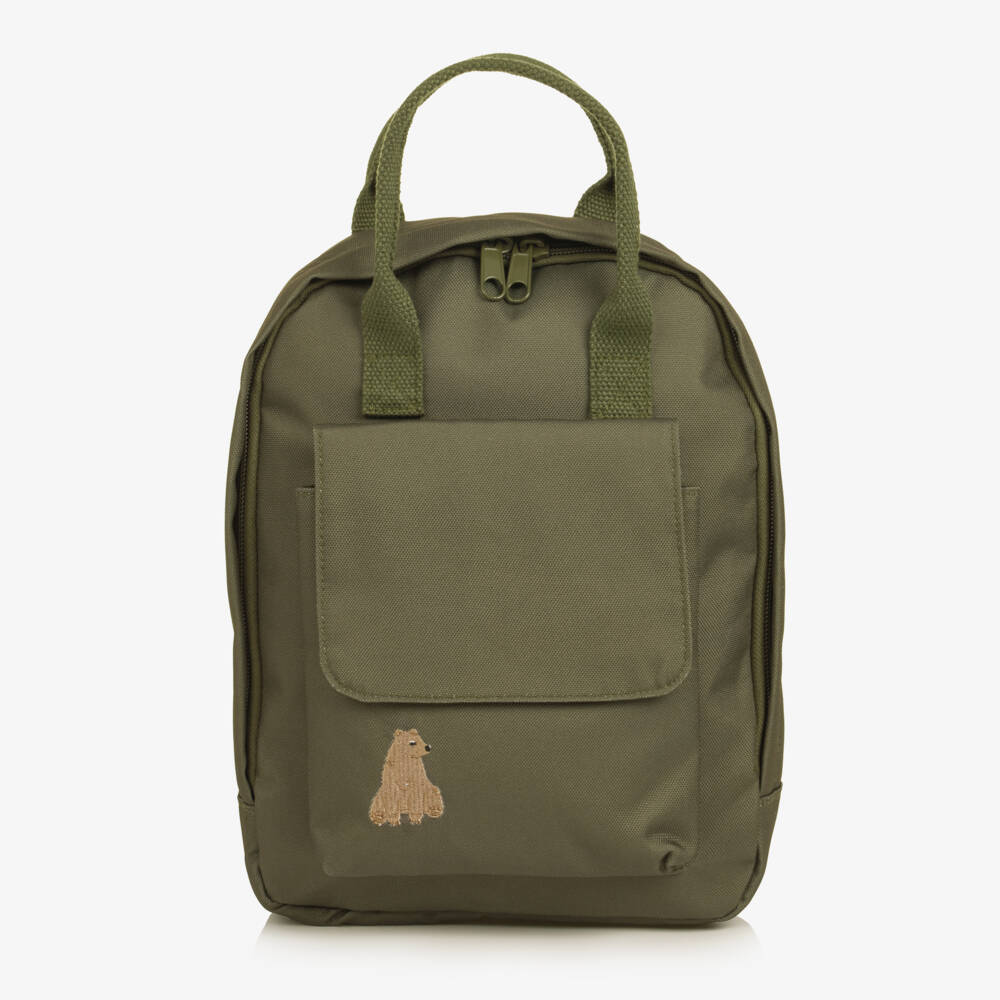 NAME IT-Olive Green Bear Mini Backpack (28cm) | Childrensalon