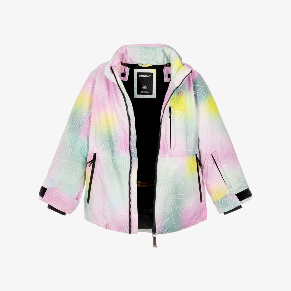 NAME IT-Pastel Pink & Green Technical Ski Jacket | Childrensalon