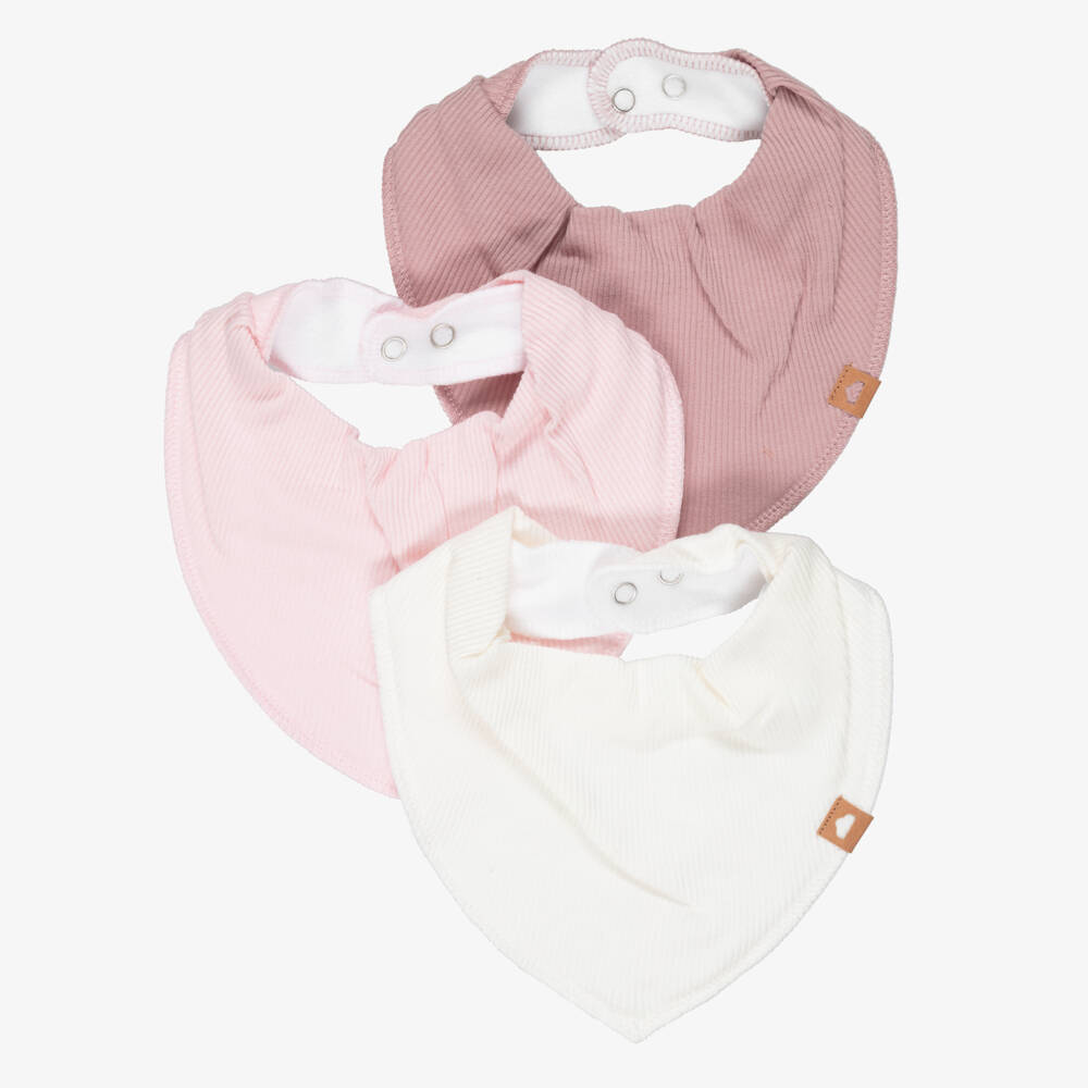 NAME IT-Pink Organic Cotton Baby Bandana Bibs (3 Pack) | Childrensalon