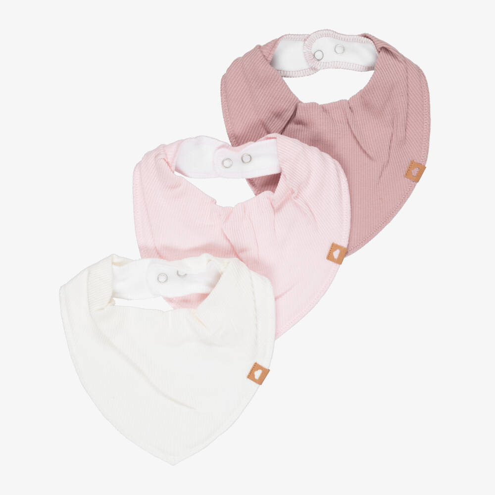 NAME IT-Pink Organic Cotton Baby Bandana Bibs (3 Pack) | Childrensalon