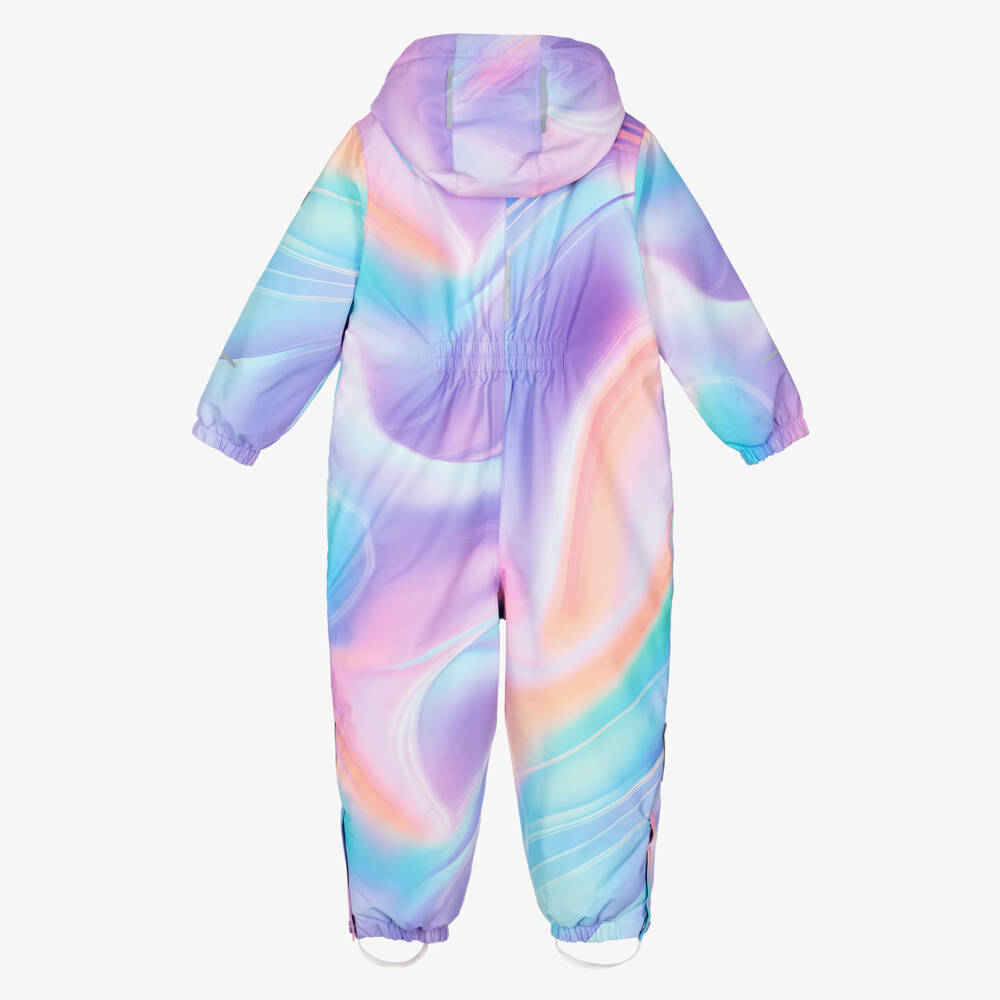 NAME IT-Purple Pink & Blue Technical Snowsuit with Faux Fur Trim Hood | Childrensalon