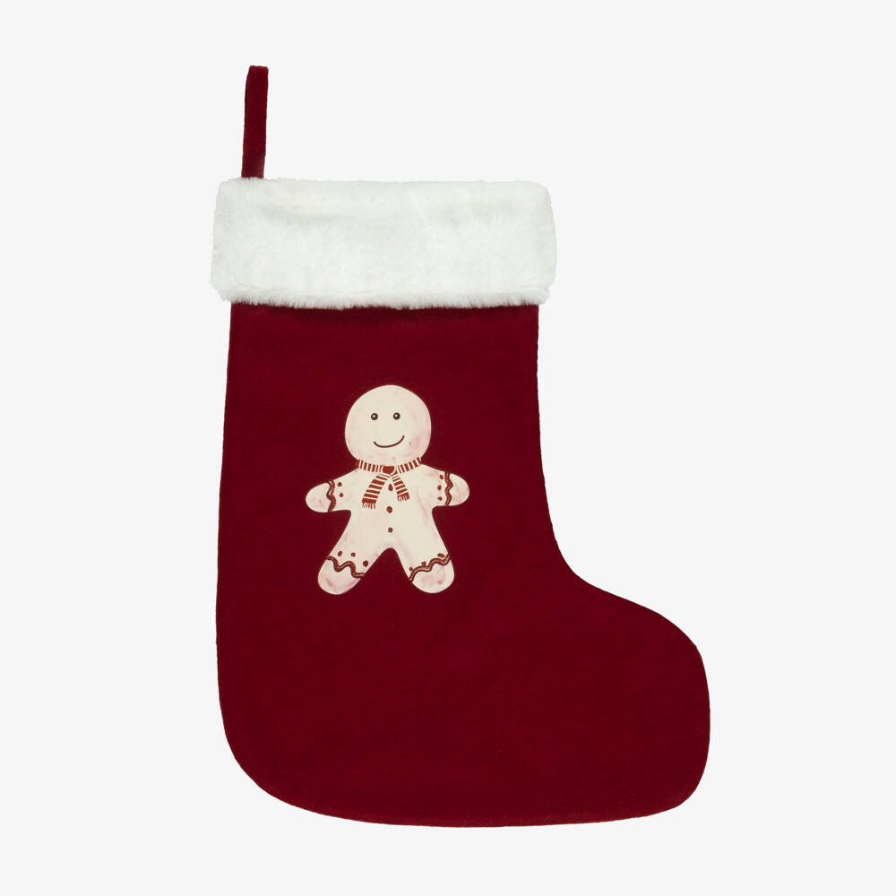 NAME IT-Red Gingerbread Christmas Stocking (37cm) | Childrensalon