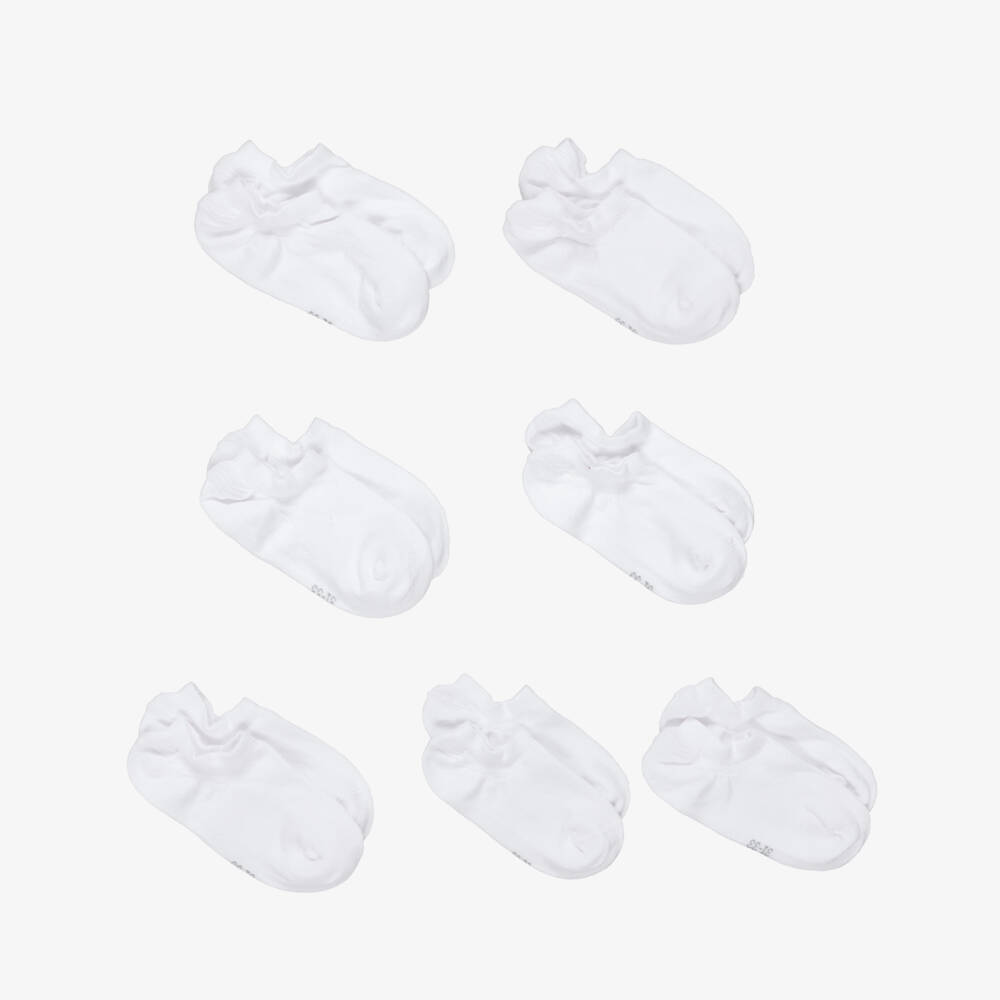 NAME IT-White Knitted Cotton Trainer Socks (7 Pack) | Childrensalon