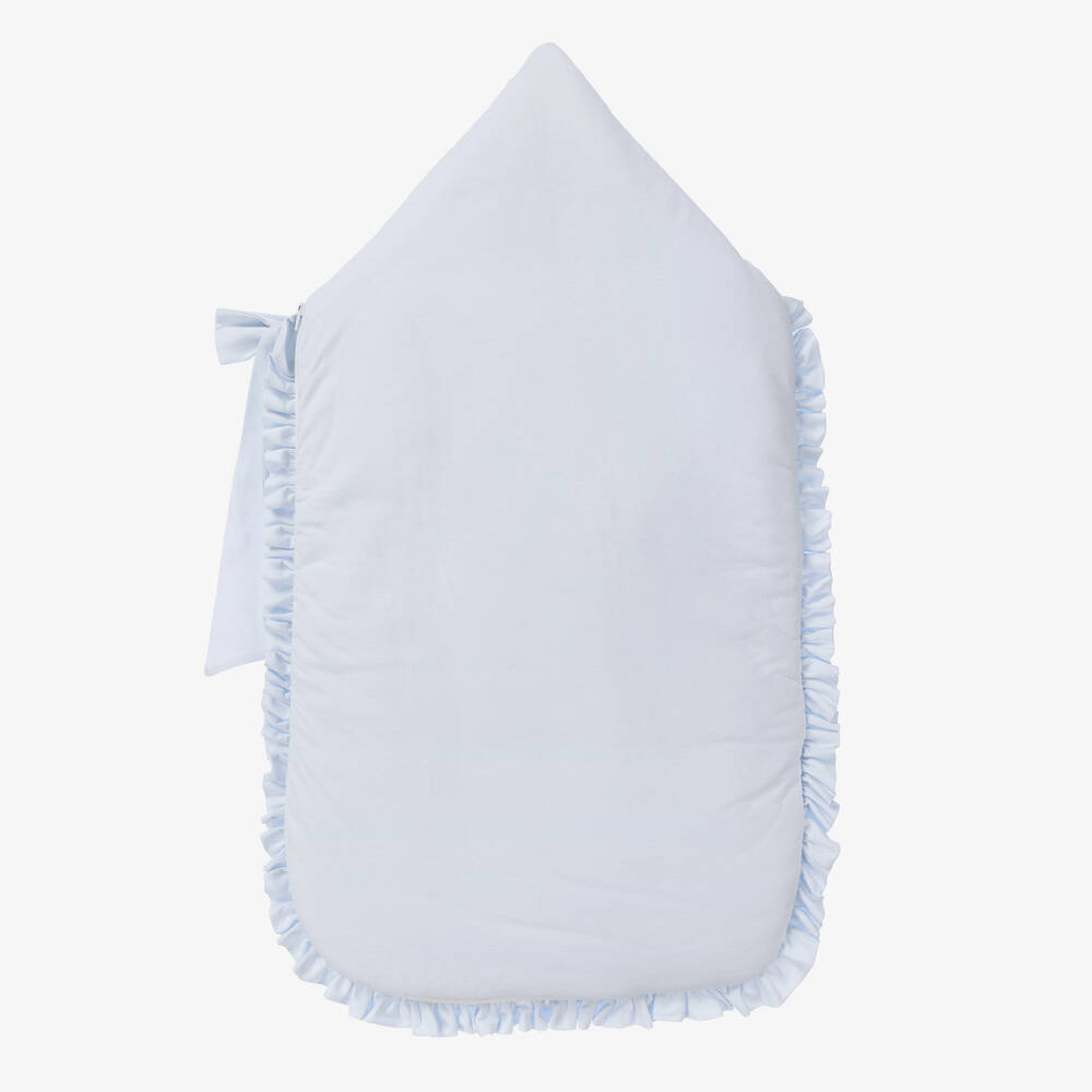 Nanán-Light Blue Cotton Jersey Baby Nest (80cm) | Childrensalon
