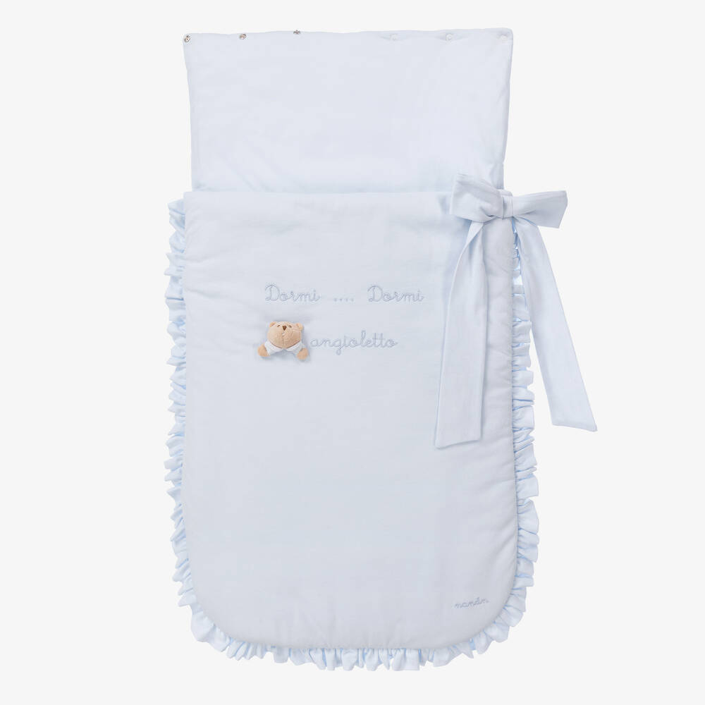 Nanán-Light Blue Cotton Jersey Baby Nest (80cm) | Childrensalon