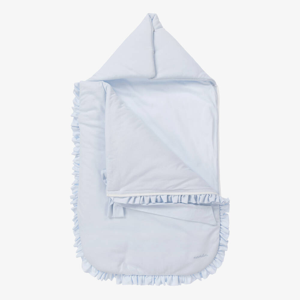 Nanán-Light Blue Cotton Jersey Baby Nest (80cm) | Childrensalon