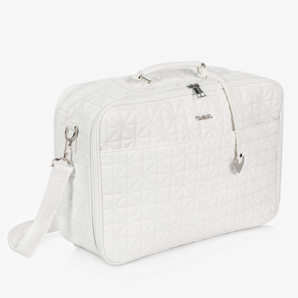 Nanán-White Faux Leather Hospital Bag Set (49cm) | Childrensalon