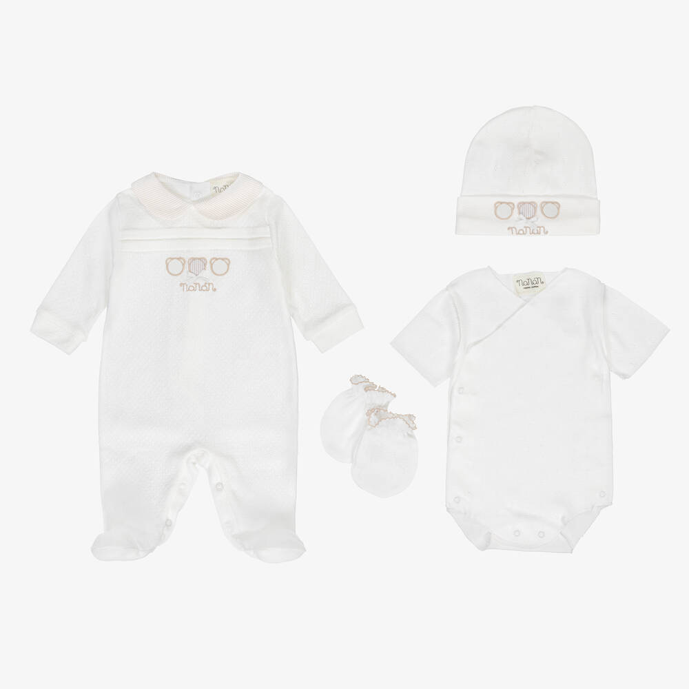 Nanán-White Faux Leather Hospital Bag Set (49cm) | Childrensalon