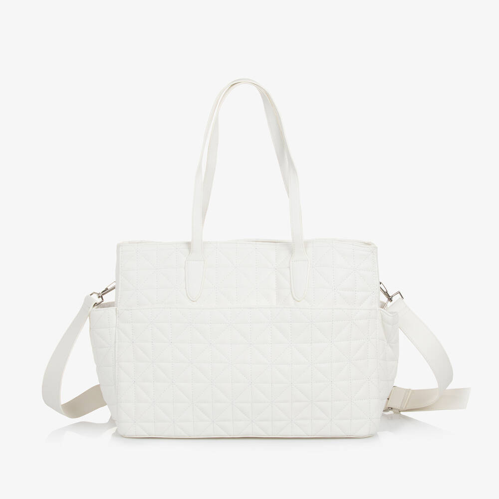 Nanán-White Quilted Changing Bag (39cm) | Childrensalon