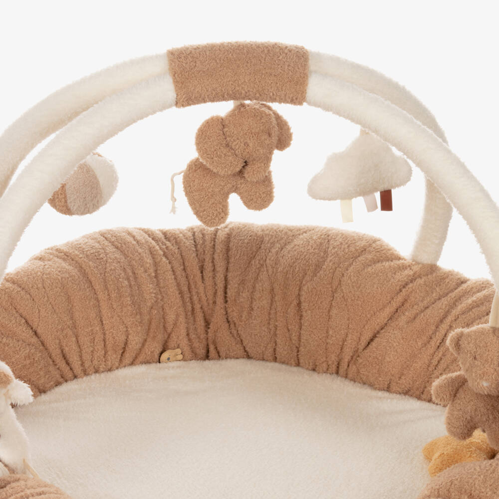 Nattou-Beige Padded Activity Playmat with Soft Toy Arch (90cm) | Childrensalon
