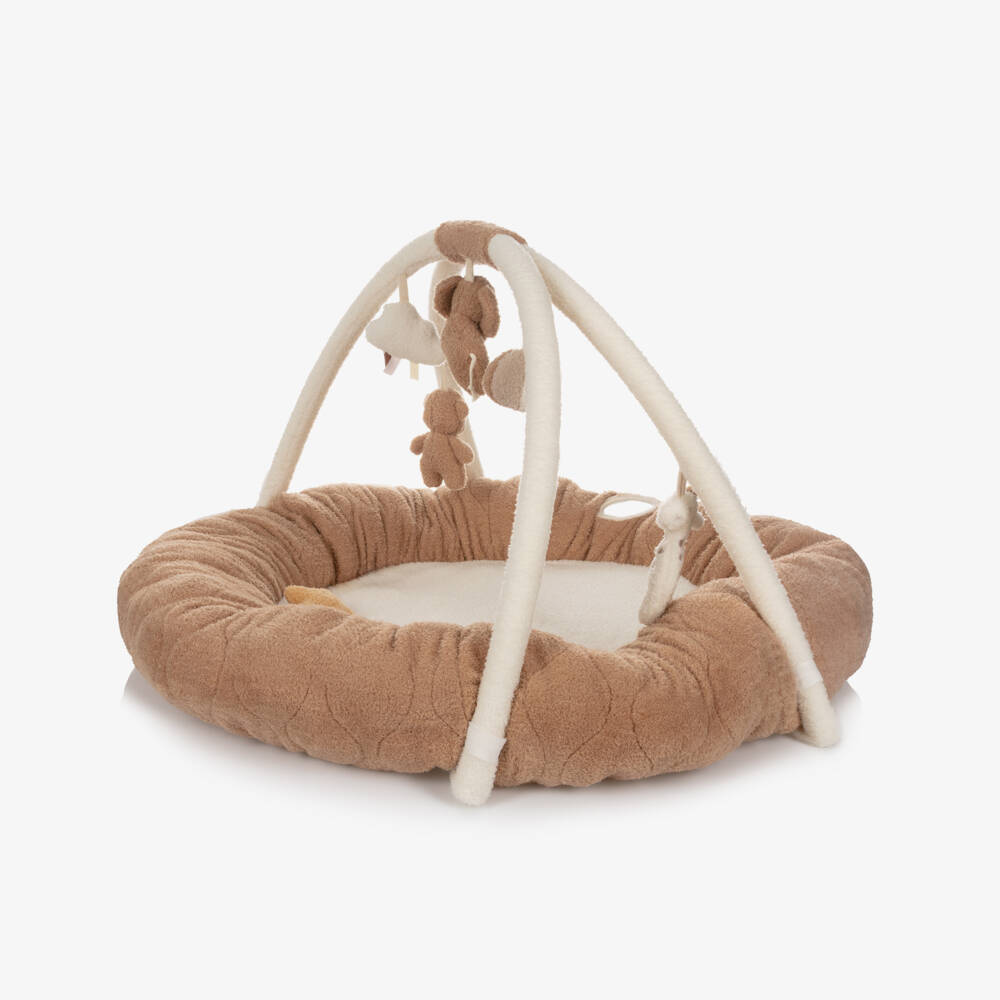 Nattou-Beige Padded Activity Playmat with Soft Toy Arch (90cm) | Childrensalon