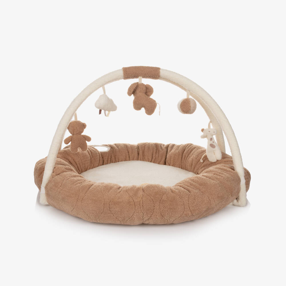 Nattou-Beige Padded Activity Playmat with Soft Toy Arch (90cm) | Childrensalon