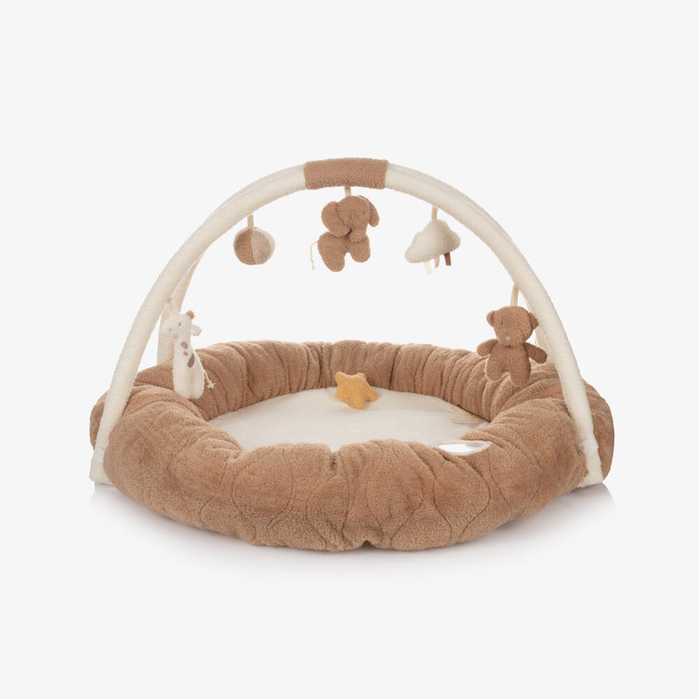 Nattou-Beige Padded Activity Playmat with Soft Toy Arch (90cm) | Childrensalon