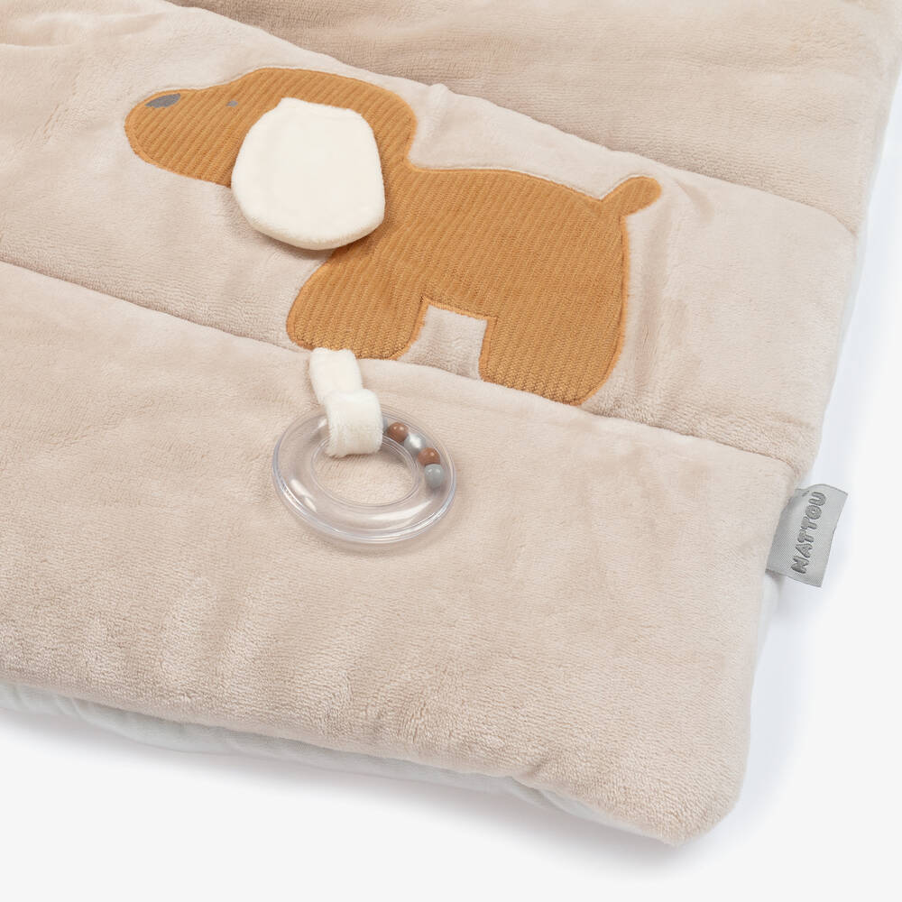 Nattou-Beige Plush Charlie Playmat (100cm) | Childrensalon