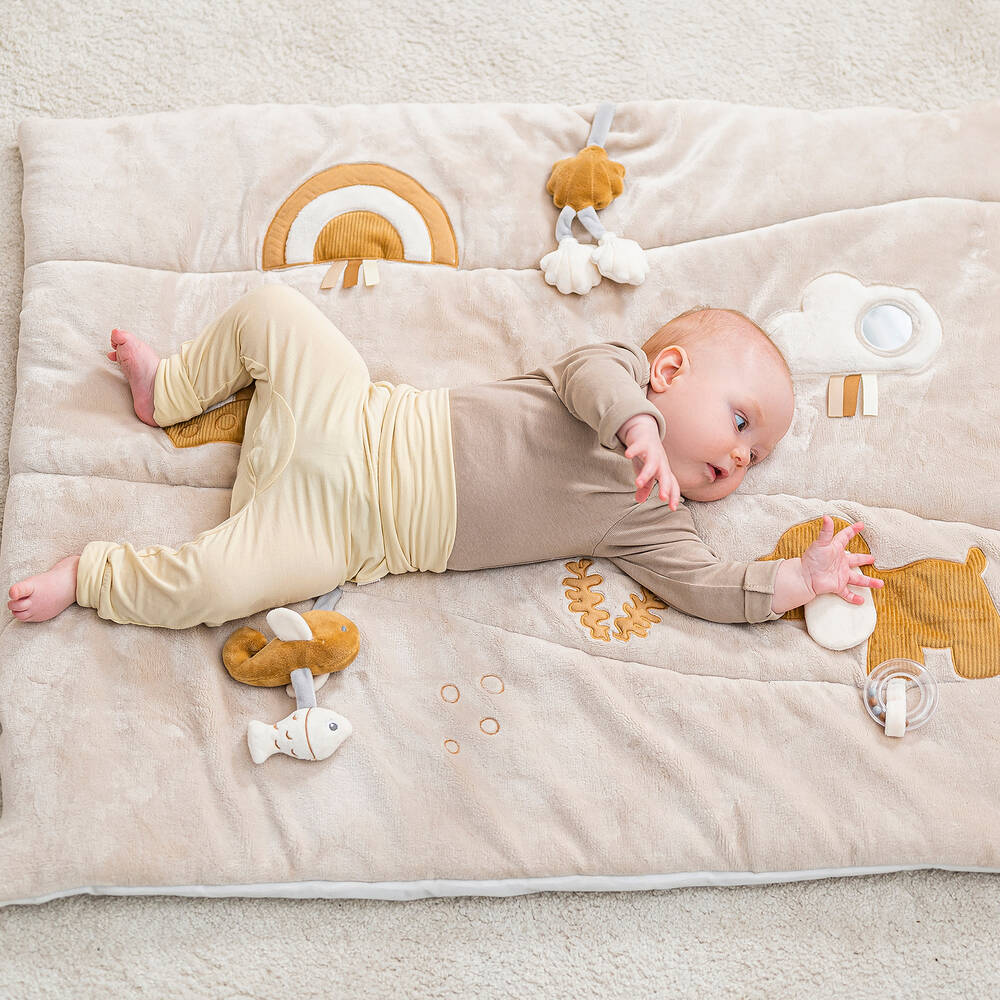 Nattou-Beige Plush Charlie Playmat (100cm) | Childrensalon