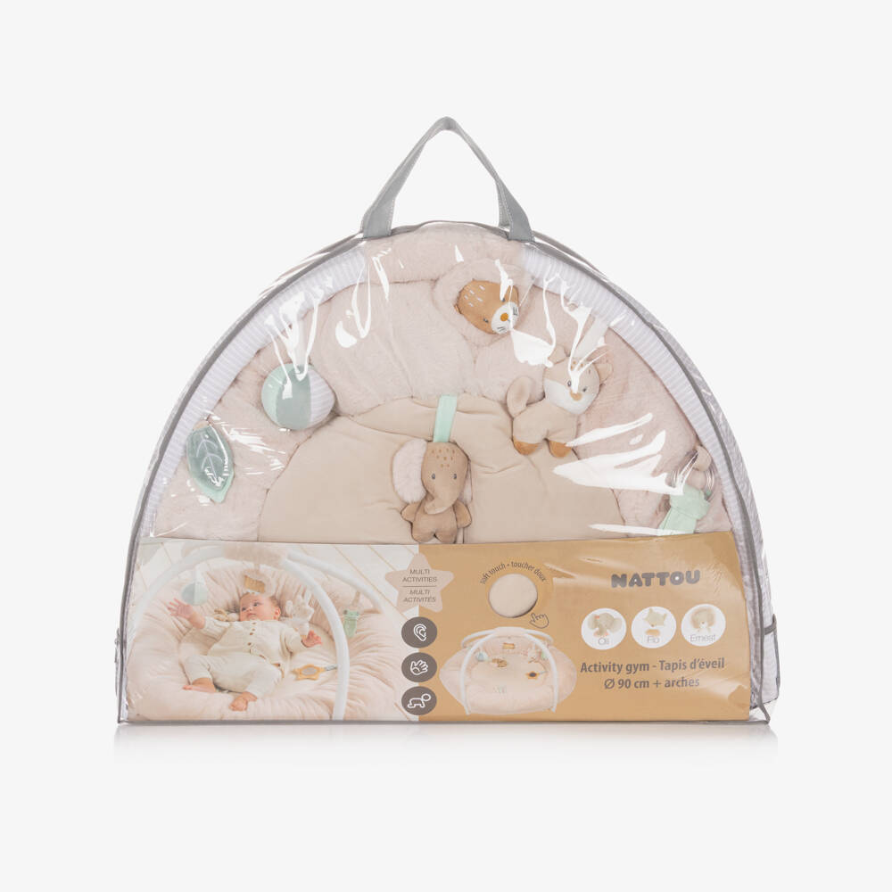 Nattou-Ivory Padded Playmat with Multi Activity Arch (90cm) | Childrensalon